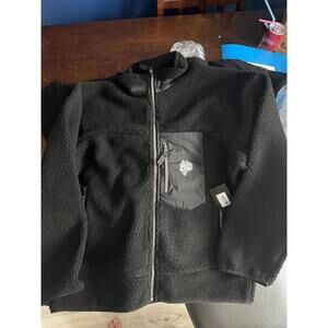 Black Full-Zip Fleece Jacket with Chest Pocket